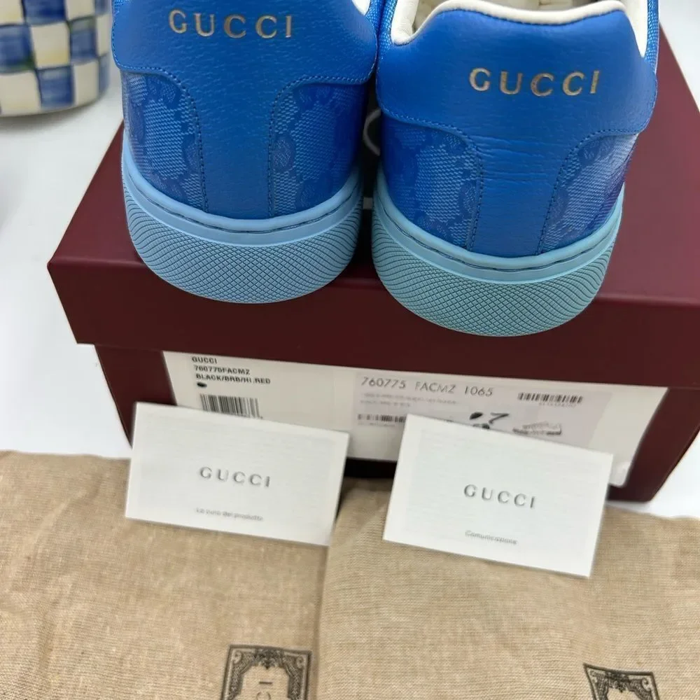 Men's Gucci ace crystal canvas low top sneakers size 7 fits 8US made in Italy